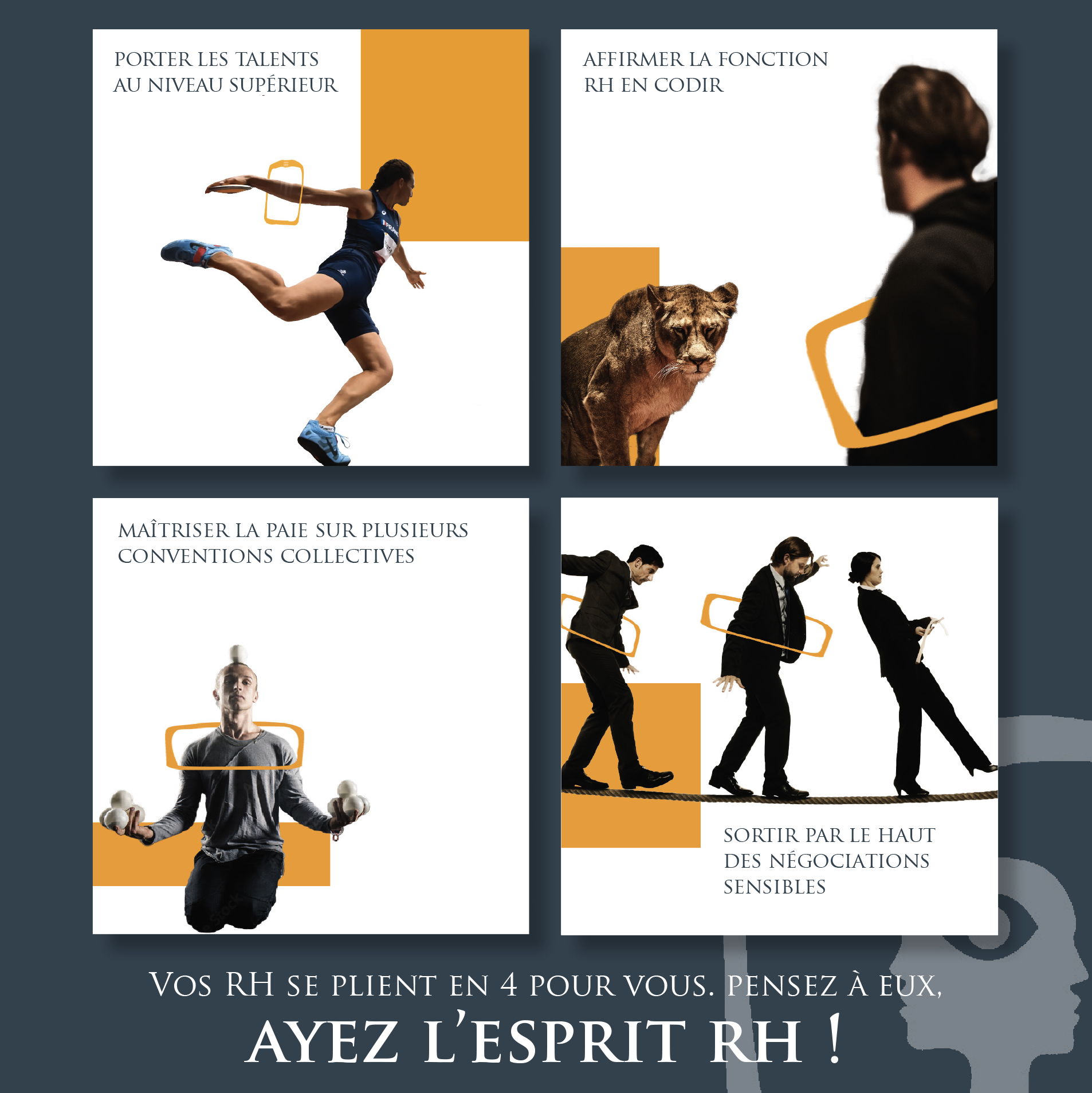 Vos RH se mettent en 4 pour vous! Pensez à eux, ayez l'Esprit-RH!